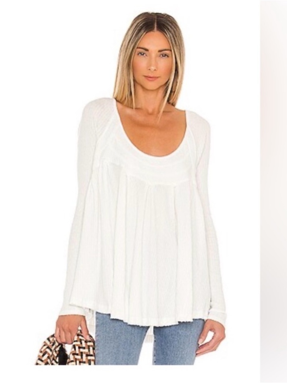 Free People it’s always you White Scoop-Neck Long Sleeve Tunic